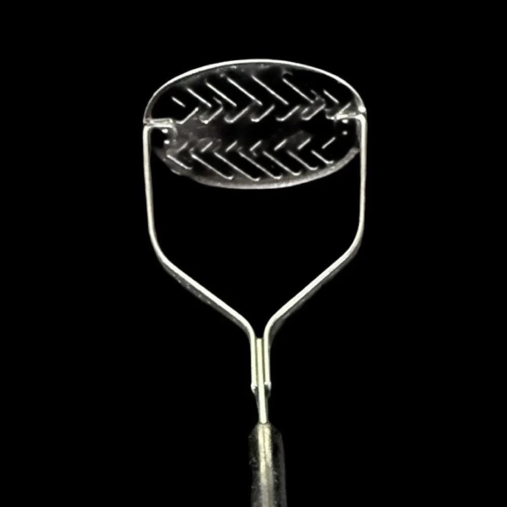 Vintage Ekco Forge Stainless Steel Potato Masher‎ Hand Press Black Handle